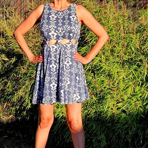 Greylin | Dresses | Greylin Blue And White Cutout Mini Dress Size Medium |  Poshmark